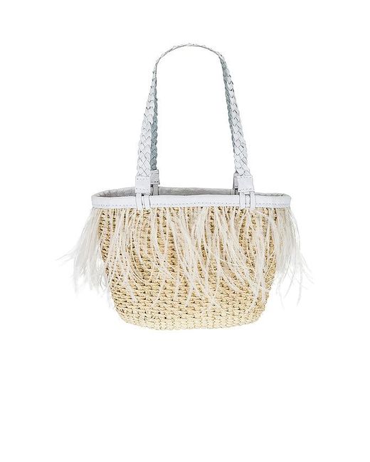 Sensi Studio White Feathers Mini Basket Bag