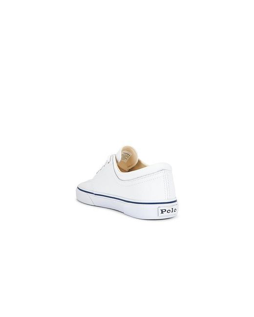 Polo Ralph Lauren White Faxon Solid Leather Low Top Sneaker for men