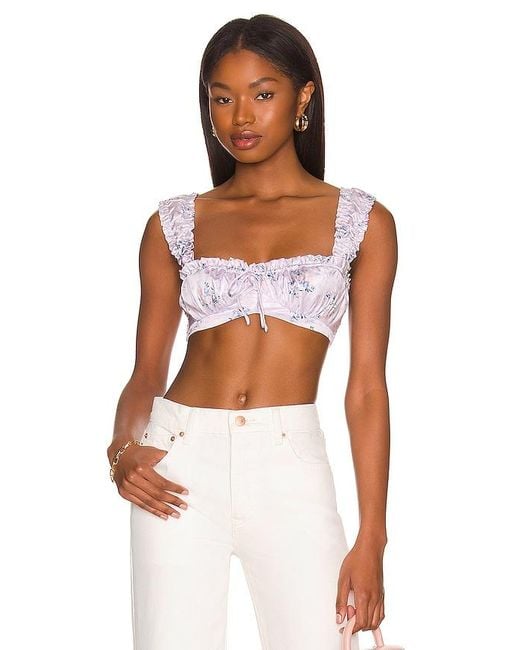 MORE TO COME Sloane Ruched Crop Top in White Lyst UK