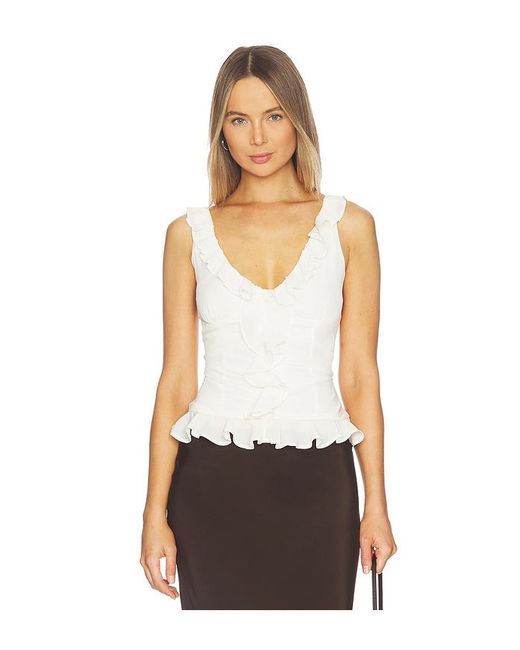 Runaway the Label White Alexina Sleeveless Ruffle Top