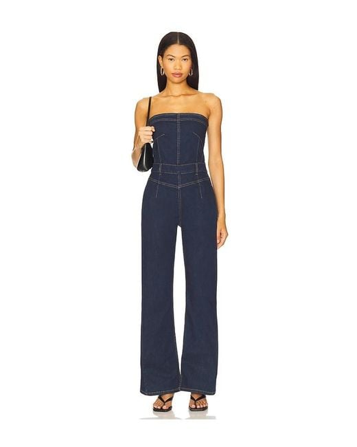Free People Blue X We The Free Beckett Jumpsuit