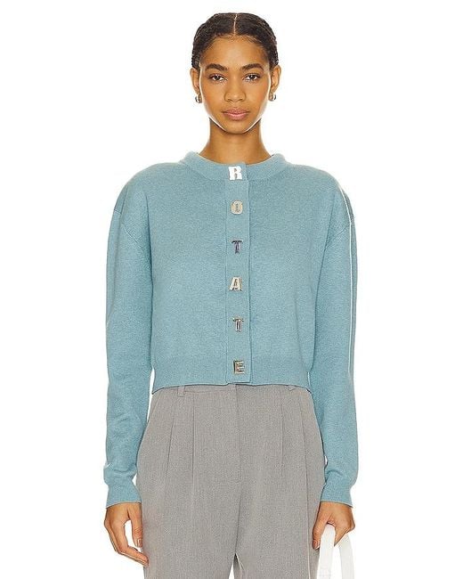 ROTATE BIRGER CHRISTENSEN Blue Firm Knit Cardigan