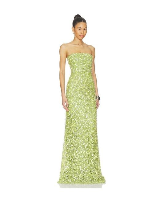 SAU LEE Green Courtney Beaded Dress