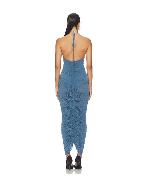 Magda Butrym Blue Ruched Halter Dress