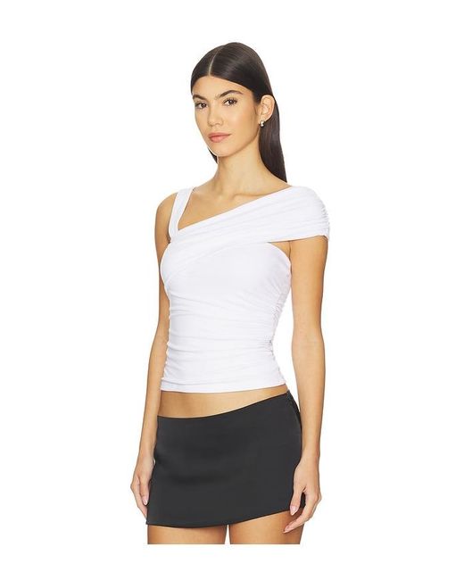 Runaway the Label White Larsen Drape Off Shoulder Top
