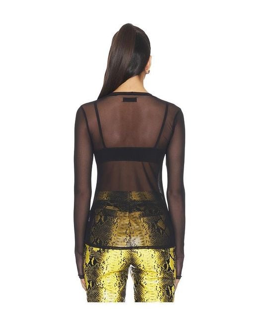 Michael Lauren Black Vero Long Sleeve Fitted Mesh Top