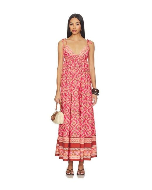 Free People Red Sorrento Stroll Printed Dress