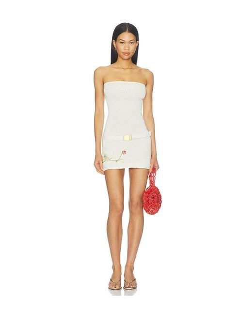 Asta Resort White Gisele Mini Embroidered Dress