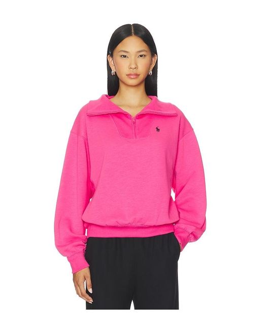 Polo Ralph Lauren Pink Vintage-Sweatshirt Mit Halbem Reissverschluss