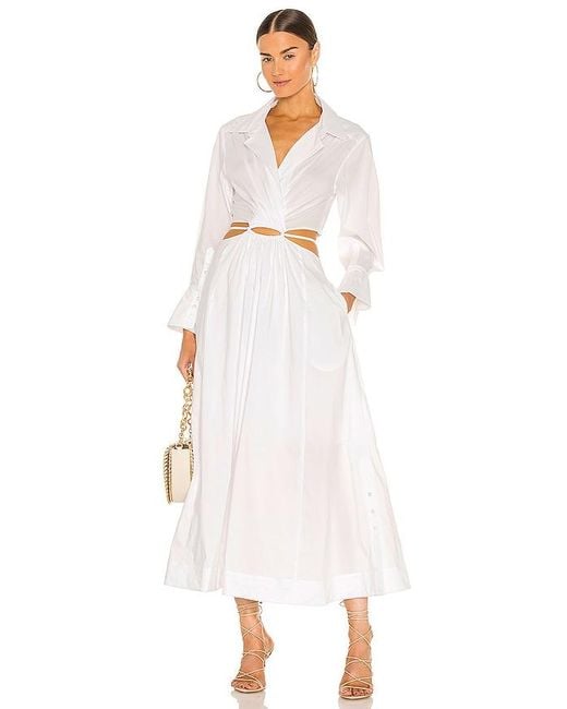 Jonathan Simkhai White Alex Pleated Cut Out Dress