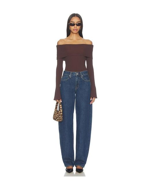 MORE TO COME Blue Candace Off Shoulder Sweater