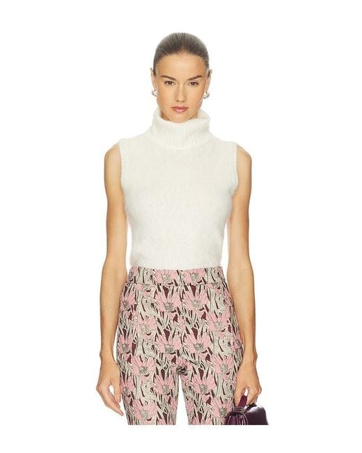 Veronica Beard White Mazzy Brushed Cashmere Shell