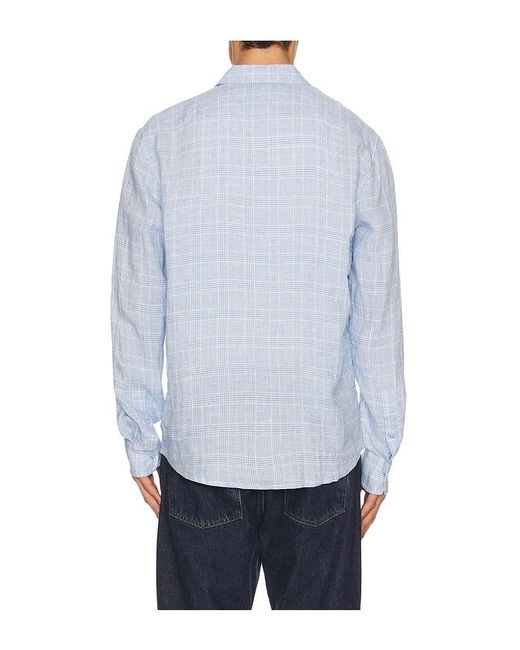 Onia Blue Linen Long Sleeve Shirt for men