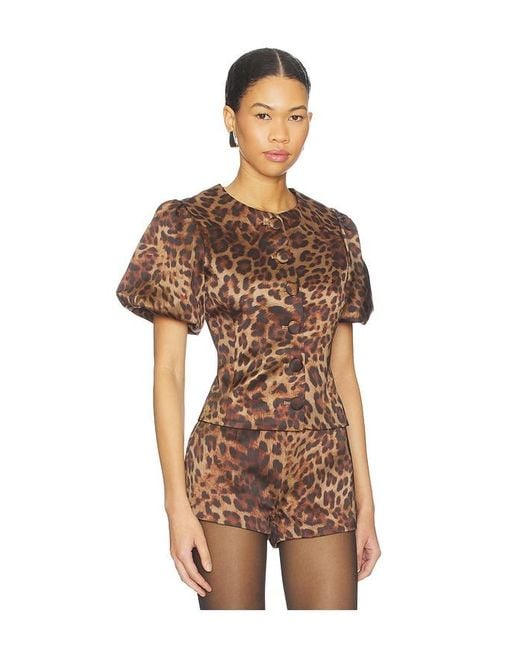 bubish Brown Poppy Bubble Sleeve Blouse Top