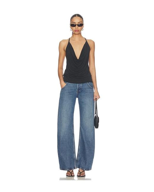 Free People Blue Veda Cowl Top