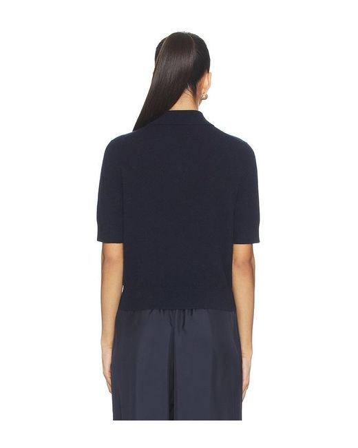 White + Warren Blue Cashmere Button Polo