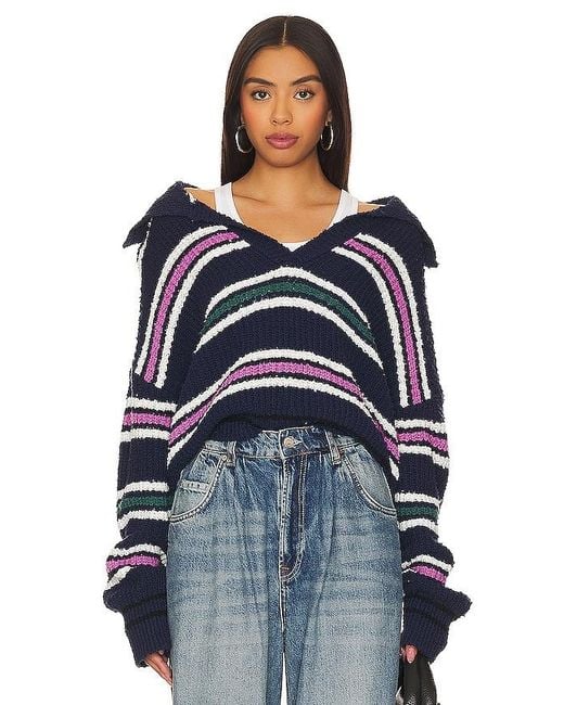 Free People Blue Kennedy Pullover