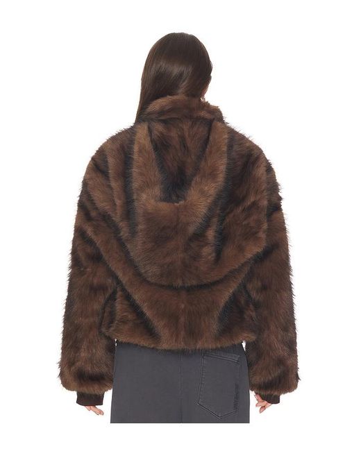 MARRKNULL Brown Hooded Fur Coat