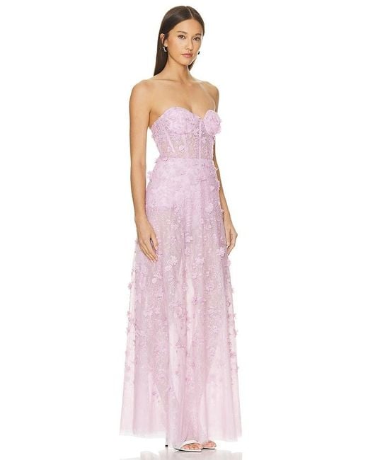 BCBGMAXAZRIA Pink Long Floral Evening Dress