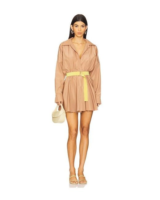 Norma Kamali Super Oversized Shirt Mini Dress Natural