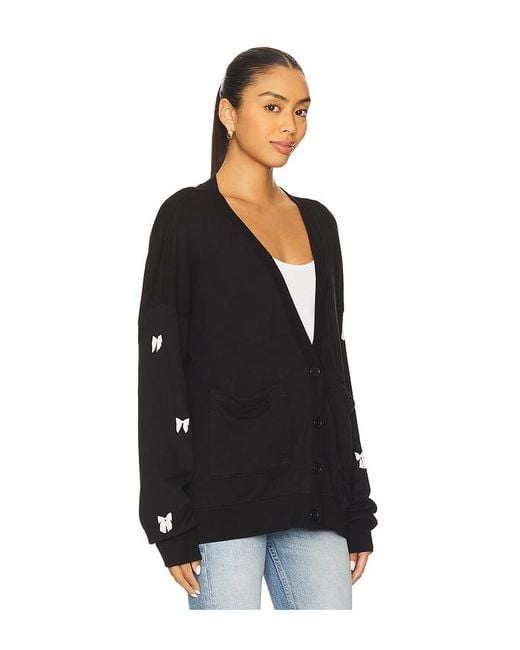 Lauren Moshi Black Puff Bow Cardigan