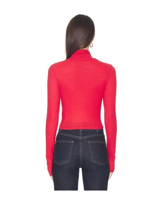Michael Lauren Red Cormac Turtleneck Crop Top