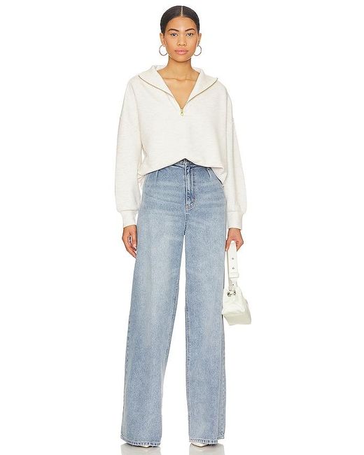 Varley White Hawley Half Zip Sweatshirt
