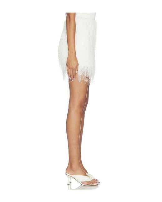 AEXAE White Polyester Fringe Mini Skirt