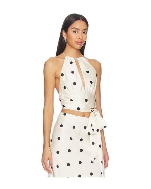 Bardot Natural Pheobe Satin Halter Tie Top
