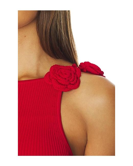 MAJORELLE Red Kamilla Crochet Flower Tank