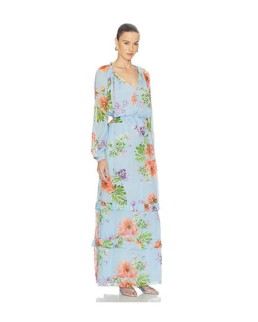 Hemant & Nandita Blue Waist Detail Maxi Kaftan With Slip