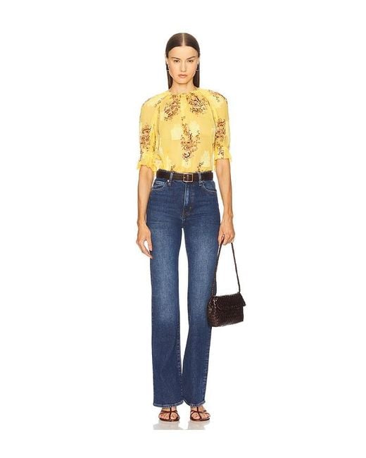 Ulla Johnson Blue Pippa Short Sleeve Blouse
