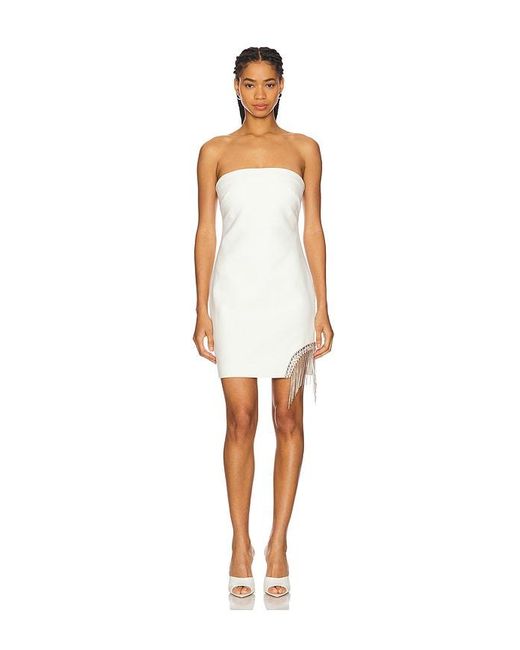 Cinq À Sept White Rhinestone Fringe Mini Sammy Dress