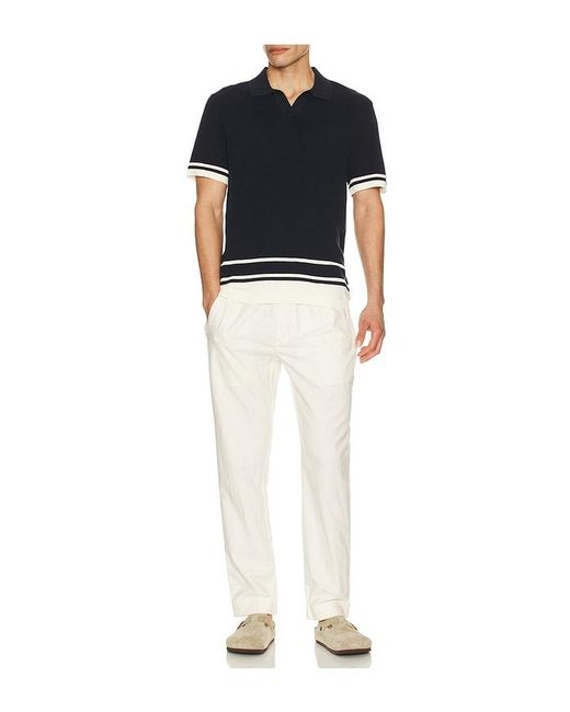 Onia White Linen Cotton Stretch Cuff Pant for men