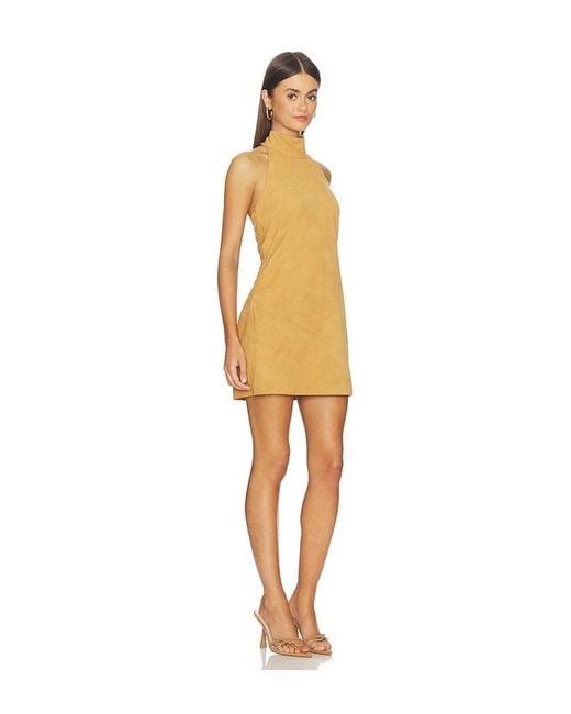 AEXAE Multicolor Leather Suede Mini Halter Dress