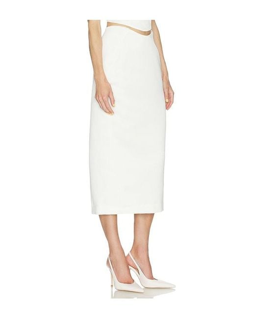 Camila Coelho White Lotta Midi Skirt
