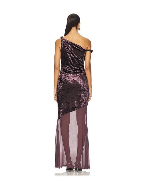 Line & Dot Red Taron Mix-Media Maxi Dress
