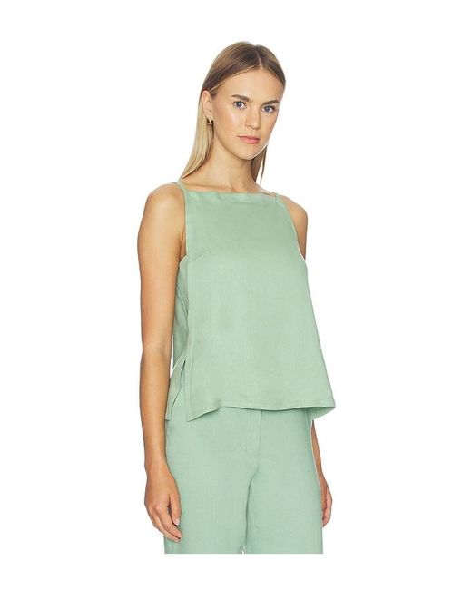 Theory Green Apron Linen Viscose Top