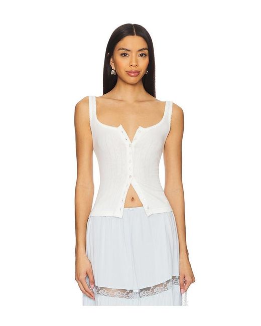 Free People White End Game Pointelle Tank