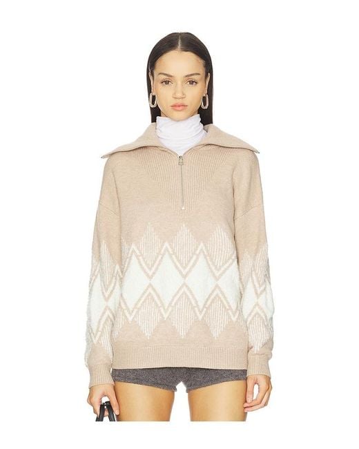 Varley Natural Betty Jacquard Half Zip Sweater