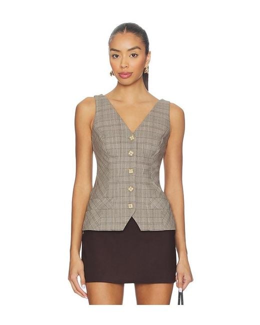 GOOD AMERICAN Multicolor Plaid Vest
