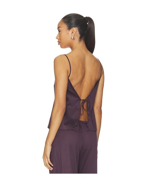 Leset Purple Yoko Tie Back Top