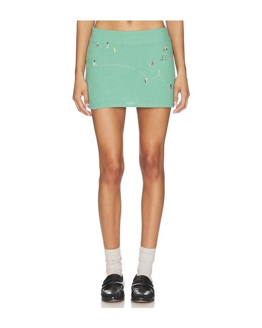 YELLOW THE LABEL Green Golf Scene Linen Skort