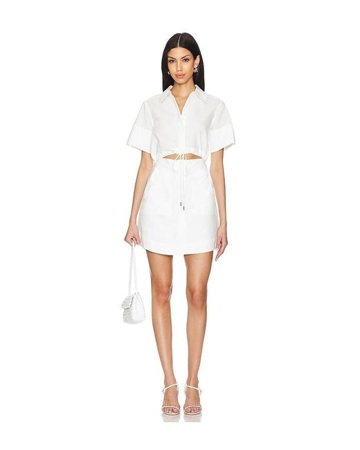 Jonathan Simkhai White Marcy Mini Shirt Dress