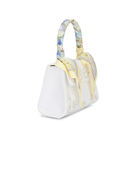 Self-Portrait White Cream Linen Floral Mini Bag