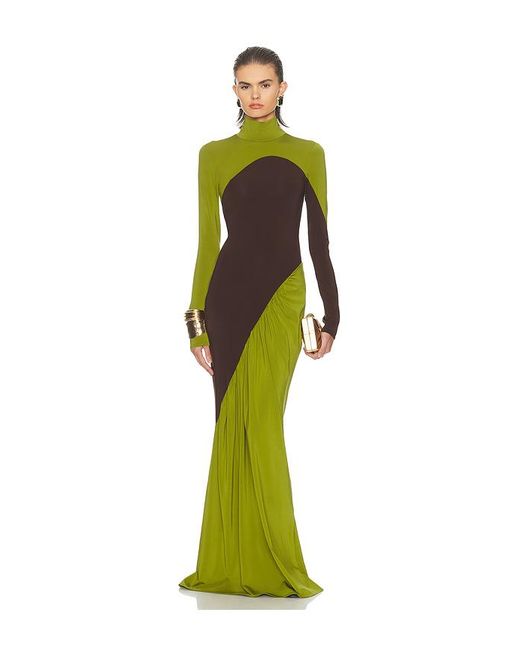 Helsa Green The Abstraction Color Blocked Jersey Dress