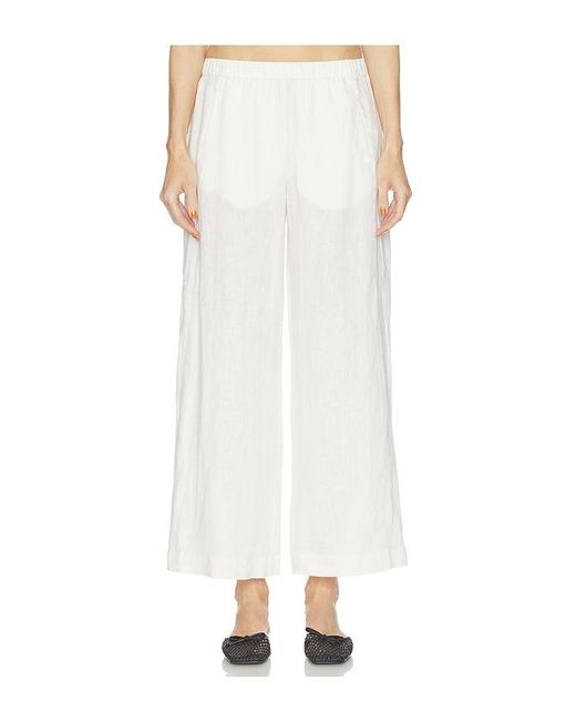 Velvet By Graham & Spencer White Lola Woven Linen Pant