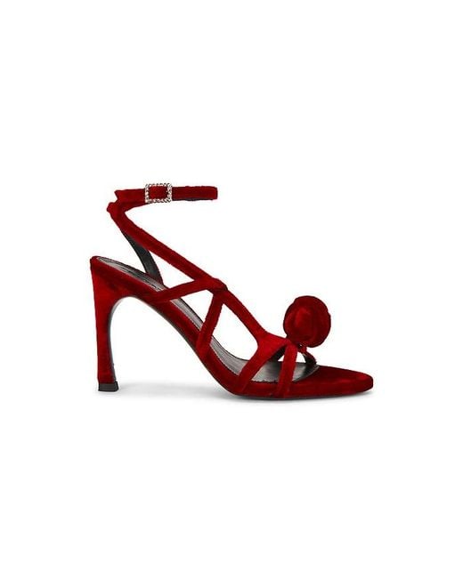 ROTATE BIRGER CHRISTENSEN Red High Heel Velvet Sandal