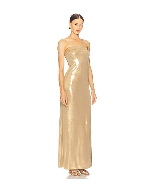 Norma Kamali Natural Strapless Tailored Side Slit Gown