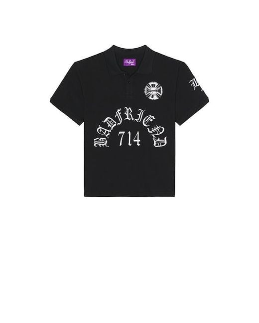 Badfriend Black Best Out Embroidered Knit Polo for men
